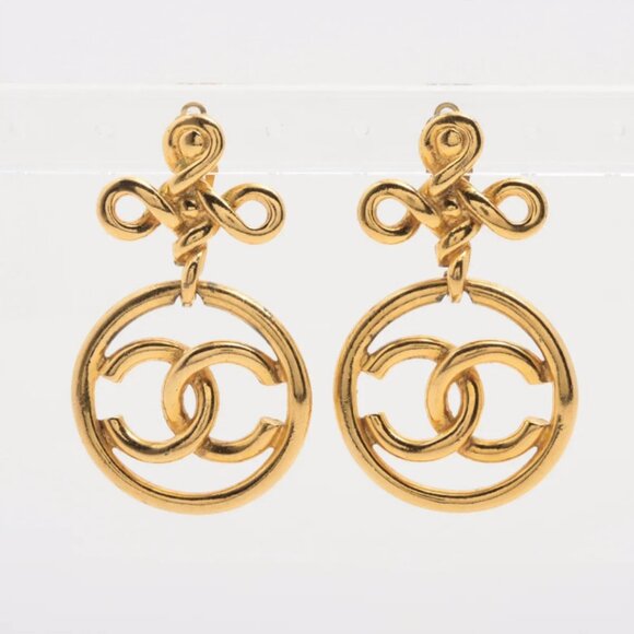 Chanel Twist CC Logo Round Stud Drop Earring - Picture 1 of 7